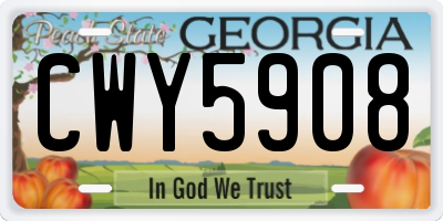 GA license plate CWY5908
