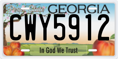 GA license plate CWY5912