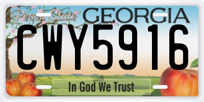 GA license plate CWY5916