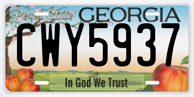 GA license plate CWY5937
