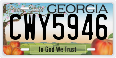 GA license plate CWY5946