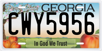 GA license plate CWY5956