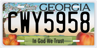 GA license plate CWY5958