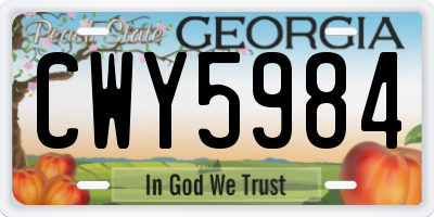 GA license plate CWY5984