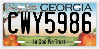GA license plate CWY5986