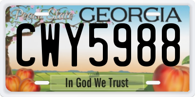 GA license plate CWY5988