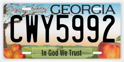 GA license plate CWY5992