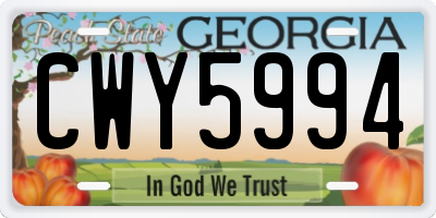 GA license plate CWY5994