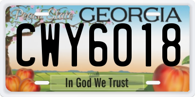GA license plate CWY6018