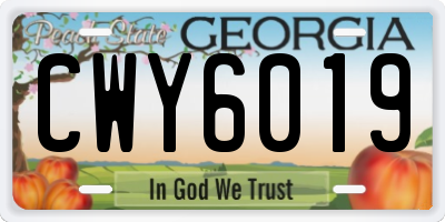 GA license plate CWY6019