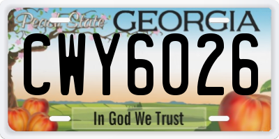 GA license plate CWY6026