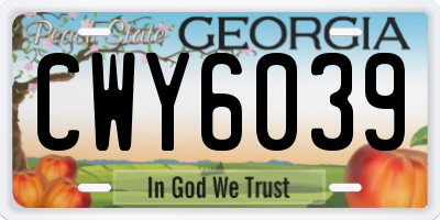 GA license plate CWY6039