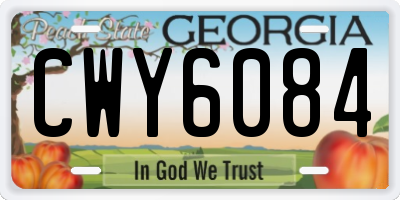 GA license plate CWY6084