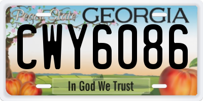 GA license plate CWY6086