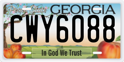 GA license plate CWY6088