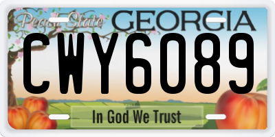 GA license plate CWY6089