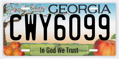 GA license plate CWY6099