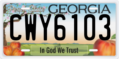 GA license plate CWY6103