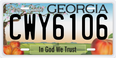 GA license plate CWY6106