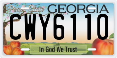 GA license plate CWY6110