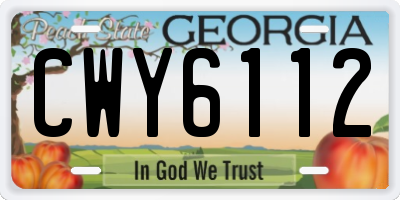 GA license plate CWY6112