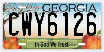 GA license plate CWY6126