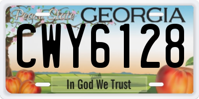 GA license plate CWY6128