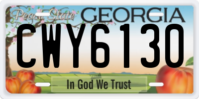 GA license plate CWY6130
