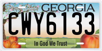 GA license plate CWY6133