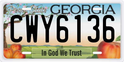 GA license plate CWY6136