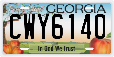 GA license plate CWY6140