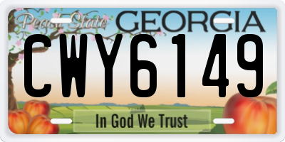 GA license plate CWY6149