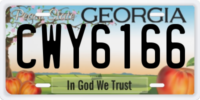 GA license plate CWY6166