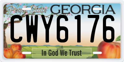 GA license plate CWY6176