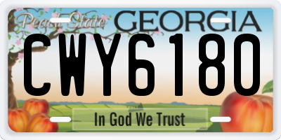 GA license plate CWY6180