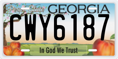 GA license plate CWY6187