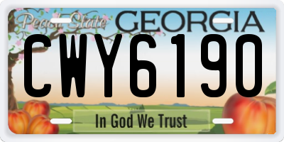 GA license plate CWY6190