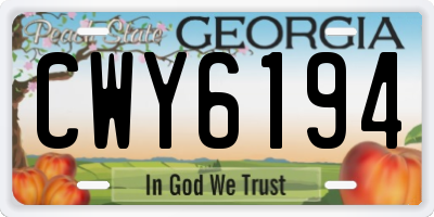 GA license plate CWY6194