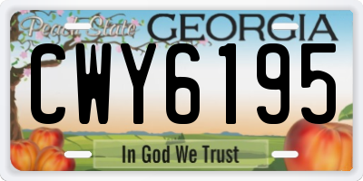 GA license plate CWY6195