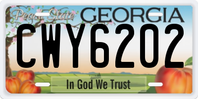 GA license plate CWY6202