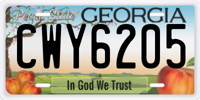 GA license plate CWY6205