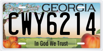 GA license plate CWY6214