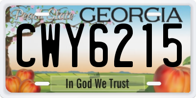 GA license plate CWY6215