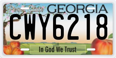 GA license plate CWY6218