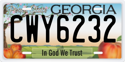 GA license plate CWY6232