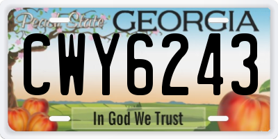 GA license plate CWY6243