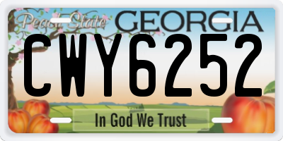 GA license plate CWY6252