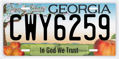 GA license plate CWY6259