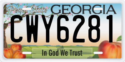 GA license plate CWY6281