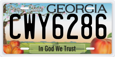 GA license plate CWY6286